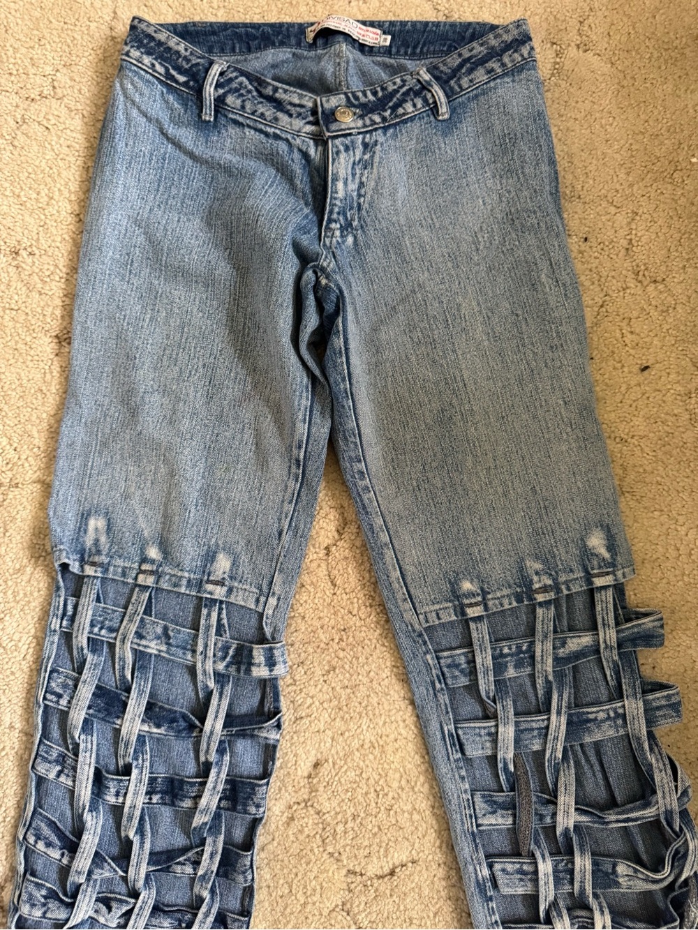 High-Rise Light Wash Cropped Jeans with Ladder Detail